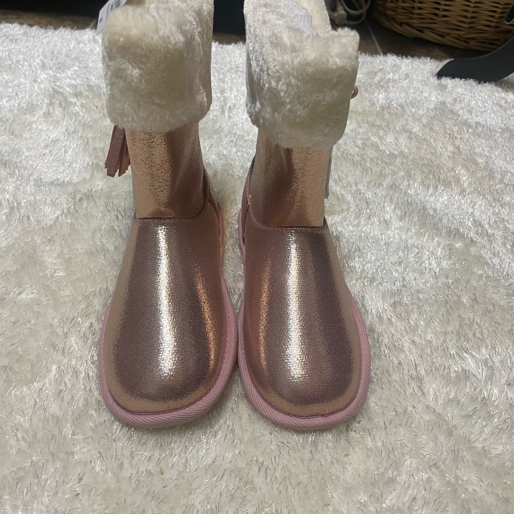 New Cute Pinkish Gold Metallic Boots